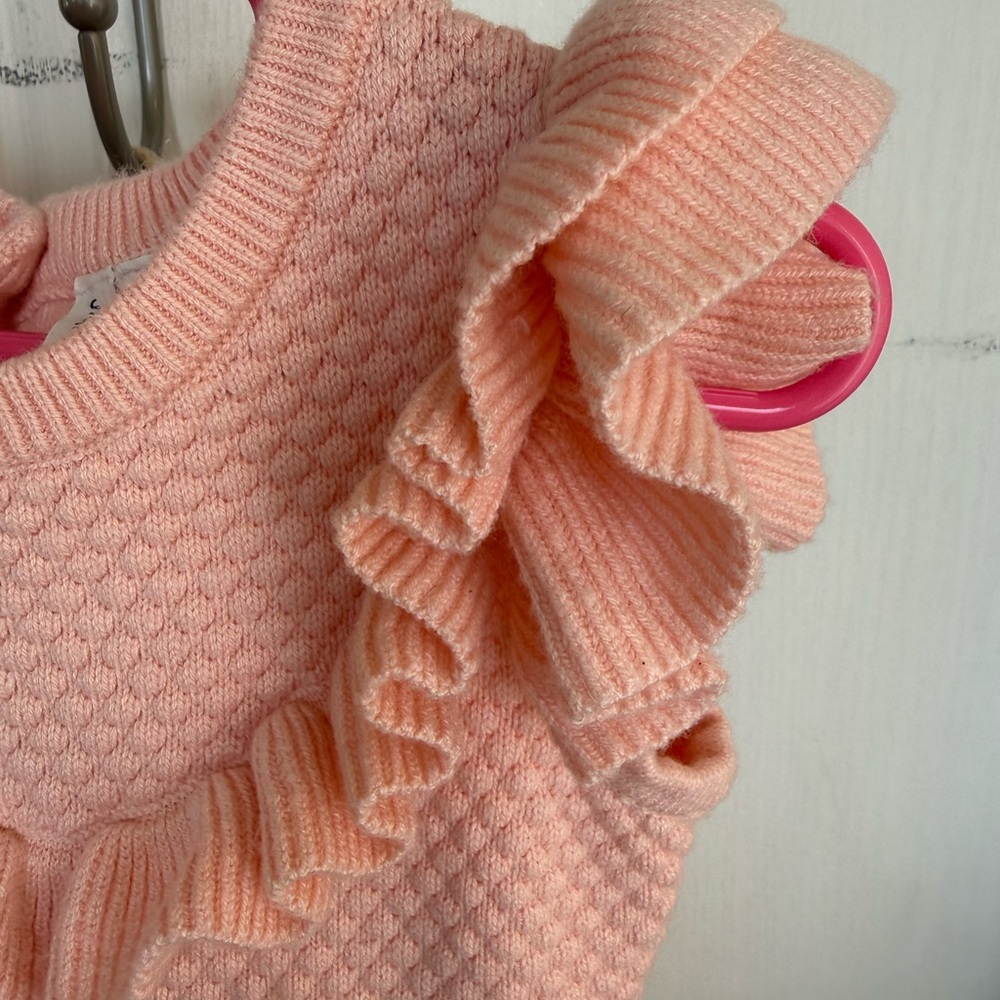 JANIE AND JACK Peach Ruffled Sweater Dress - Picture 2 of 6